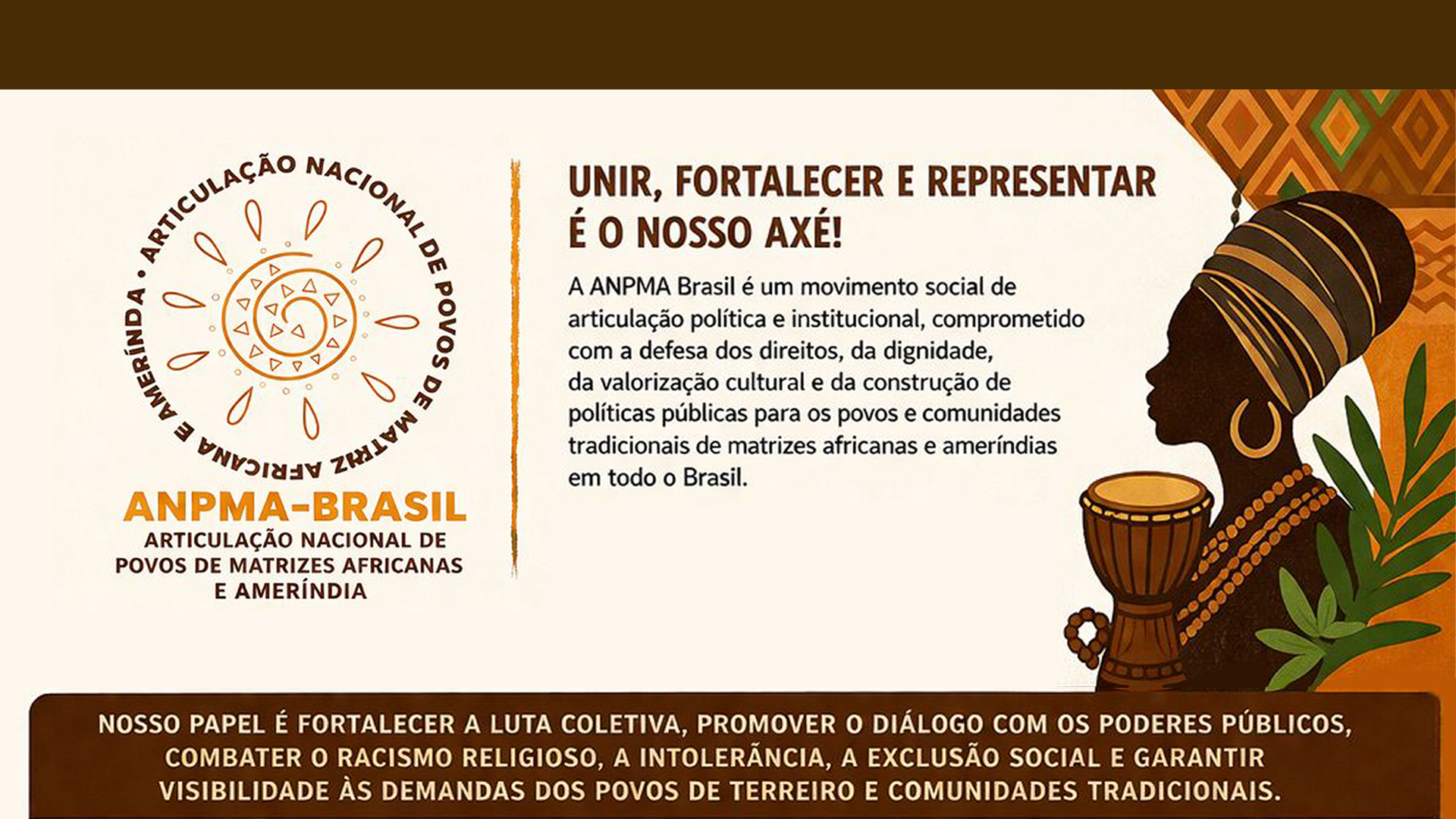 Mulher negra com turbante e tambor representando a cultura afro-brasileira